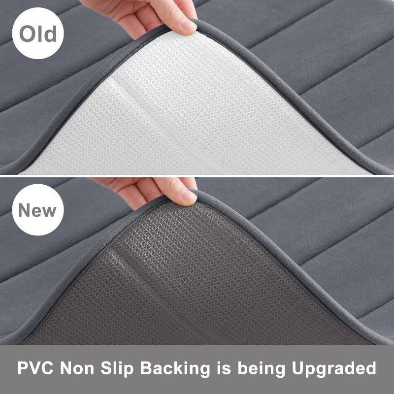 Buganda Memory Foam Bath Mat, 47" x 17", Ultra Soft and Non-Slip Bathroom Rugs, Water Absorbent and Machine Washable Bath Rug Runner for Bathroom, Shower, and Tub, Dark Grey - Image 3